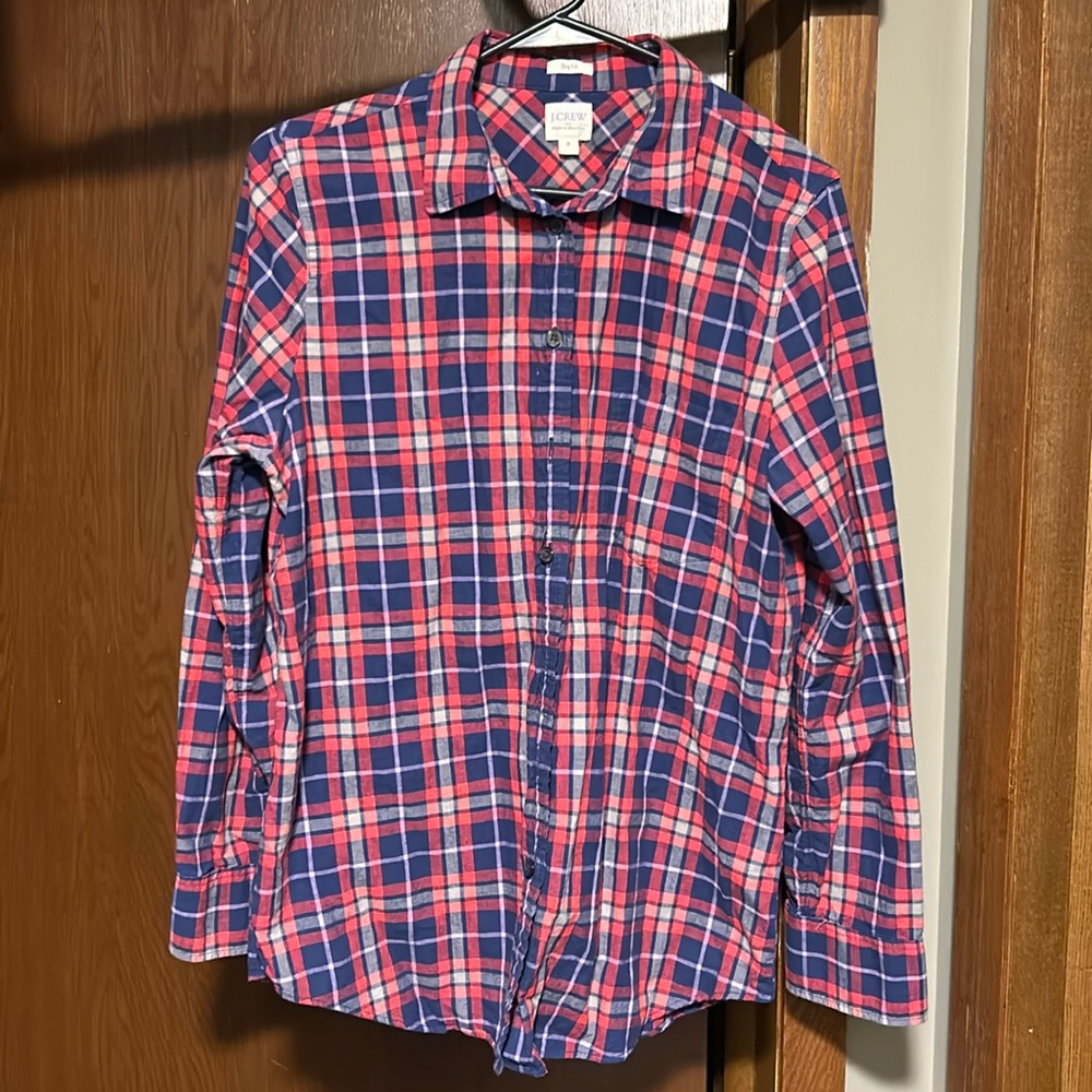 Womens JCrew plaid button up shirt size medium